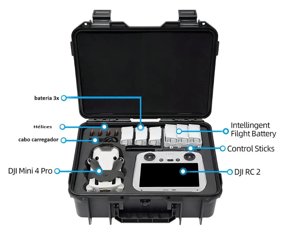 Maleta Rígida Para Drones DJI Mini 3/Mini 3 Pro e Mini 4 Pro - Imagem 3